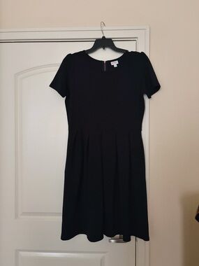 LuLaRoe Black Short-Sleeve Fit & Flare Mini Dress